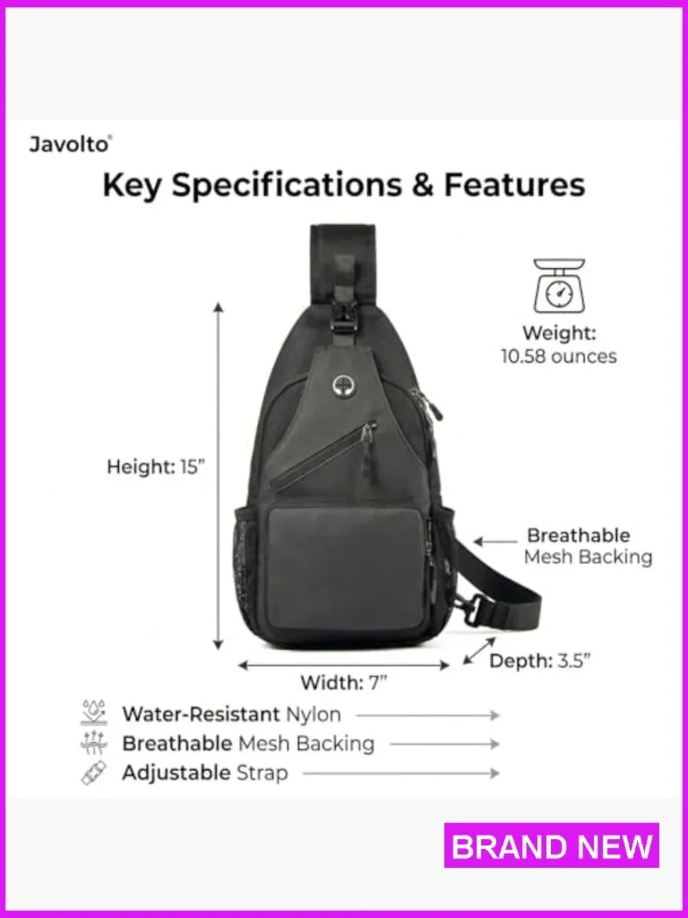 Sling Bag Crossbody Backpack Mens Shoulder Bag Casual Daypack Hiking Travel